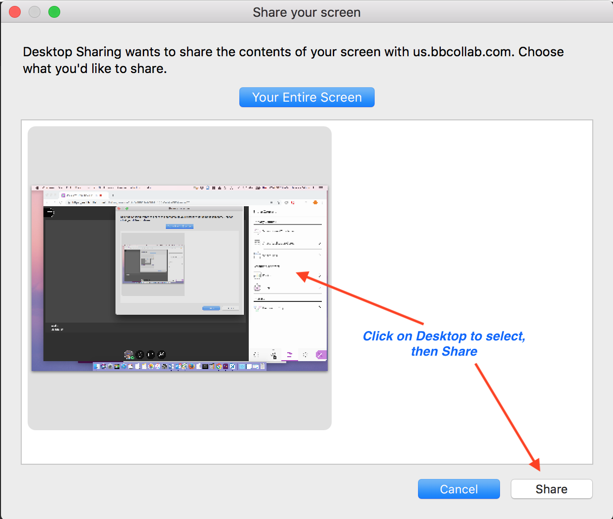 Mac, Select desktop image to share