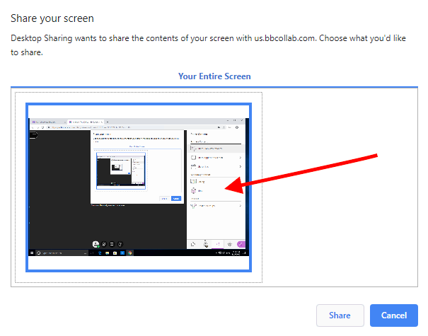 Windows, Select desktop image to share